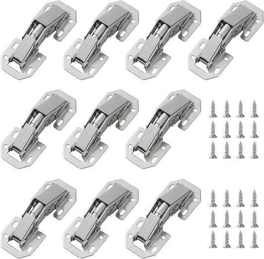 10 pieces - hinges - 3 inch - invisible stainless steel hinges - 90 degrees - cabinet hinges - kitchen door hinges - with screws - for furniture doors, drawers, windows and wardrobes - no drilling required - 77*32 mm - silver