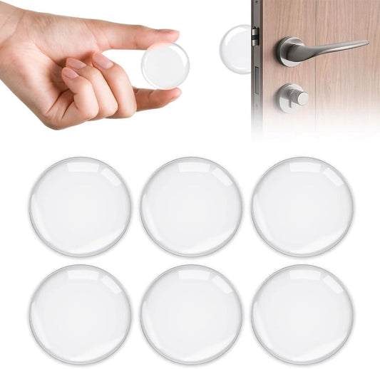 6 pieces - door stoppers - 40*40*8 mm - wall stopper for door handle - self-adhesive wall protector - silicone door stoppers - soft door damper - round wall protector - anti-collision stickers - stopper for walls - for wall, refrigerator, cabinets - trans