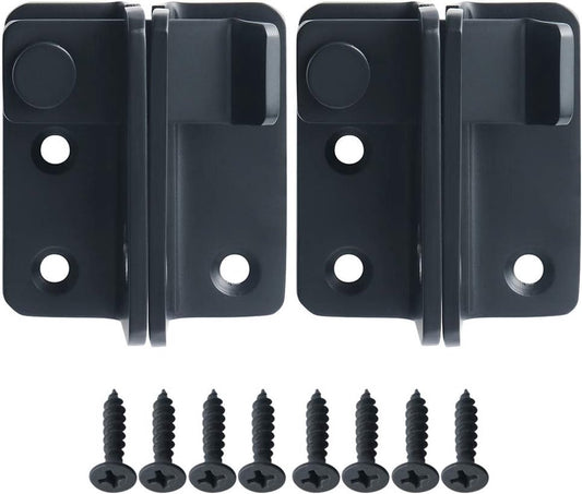 2 pieces - Lock - 60*54*27 mm - stainless steel door lock - sliding bolt with safety latch - left-hand sliding bolt - with screws - for sliding wardrobe, animal cage, garden, bathroom, garage door, sliding door - black