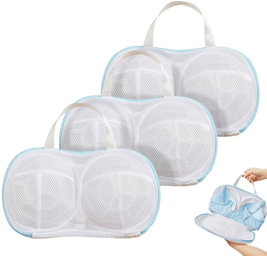 3 pieces - 20*34 cm - bra laundry bag - laundry bag - with plastic backing - mesh laundry bag - reusable - underwear laundry net for women - bra protector for washing machine - with zipper - for washing machine - household items - clothing protection - bl