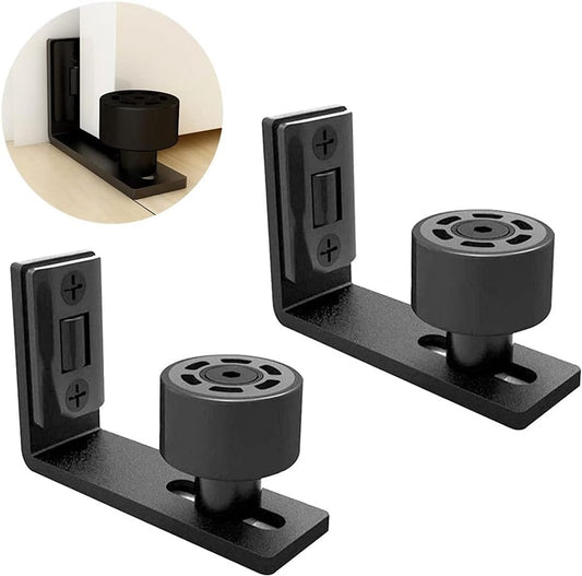 2 Pieces - Sliding Door Floor Guide Doors - Sliding Rails - Sliding Door System - Bottom-Wall Mounting Adjustable Roller Double Wheel - Adjustable Floor Guide - Door Guide - No Punching Required - Guide - Black - Smooth and Quiet