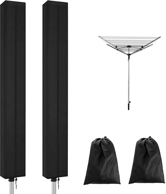 Dryer Cover - 2 Pieces - Rotating Clothesline Cover Waterproof Fabric - 165x16x16 cm - Universal Dryer Cover - Protective Cover - Heavy Duty Rotating Clothesline Cover with Zipper - Protective Weatherproof Parasol Cover for Garden Dryer and Drying Rack