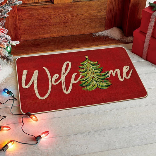 doormat - Christmas Doormat - 50 × 80cm - indoor doormat - outdoor doormat - Christmas decoration - Christmas tablecloth - indoor Christmas decoration - Christmas tree pattern - Christmas doormat - non-slip doormat - Welcome Doormat - for Indoors and Outd