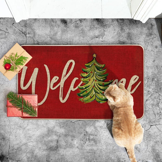 doormat - Christmas Doormat - 50 × 80cm - indoor doormat - outdoor doormat - Christmas decoration - Christmas tablecloth - indoor Christmas decoration - Christmas tree pattern - Christmas doormat - non-slip doormat - Welcome Doormat - for Indoors and Outd
