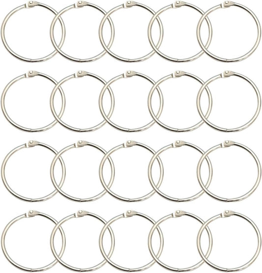 20 pieces - 55 mm - Book rings - metal ring binders - Binding ring - for loose sheets - card ring binder - keychain - for scrapbooking, album, crafting - for organizing and binding loose cards and recipes - silver