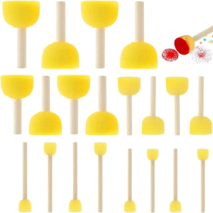 20 pieces - Sponge brushes - Brushes - Paint brushes - Children's Round Sponge Brushes - sponge paint brushes - graffiti painting tools - for children's art and DIY painting - 5 sizes - yellow