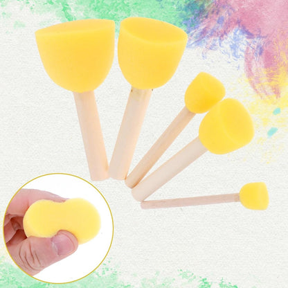 20 pieces - Sponge brushes - Brushes - Paint brushes - Children's Round Sponge Brushes - sponge paint brushes - graffiti painting tools - for children's art and DIY painting - 5 sizes - yellow