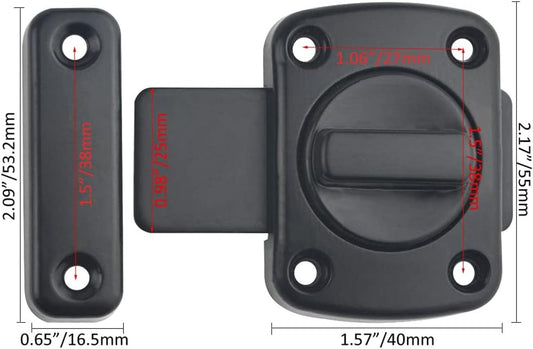2 pieces - Door locks - swing door locks - zinc alloy door locks - bathroom door lock - security lock - door bolt - for home security, bathroom, bedroom, toilet - black