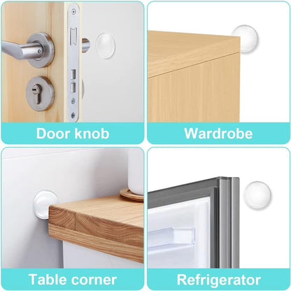 Transparent Door Stoppers - 12 Pieces - Wall-Mounted Door Handle Stop - Bumpers - Transparent Self-Adhesive Silicone Door Stops - Door Buffers - Transparent Shock Absorbers - Powerful Door Stop - For Cabinet Doors, Kitchen, Bathroom, Office