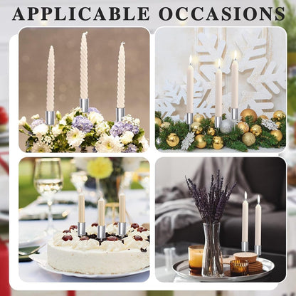 4 pieces - Candle holder - candle holder - candlestick - Christmas wreath candle holders - metal candlestick - Christmas decorations - home decor - candle accessories - 2.5*2.5*11 cm - silver