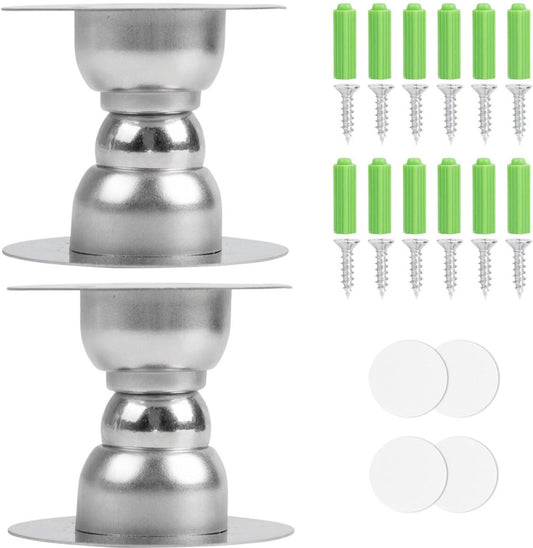 2 pieces - Door stopper - Magnetic door catch - Door buffer - Indoor door stoppers - magnetic door stopper - stainless steel - wall protector - door stopper - with tape and concealed screws - for home, office - 54*54*47 mm - silver