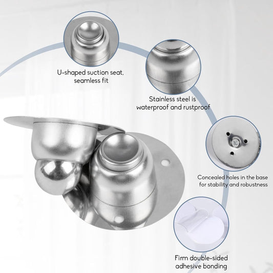 2 pieces - Door stopper - Magnetic door catch - Door buffer - Indoor door stoppers - magnetic door stopper - stainless steel - wall protector - door stopper - with tape and concealed screws - for home, office - 54*54*47 mm - silver