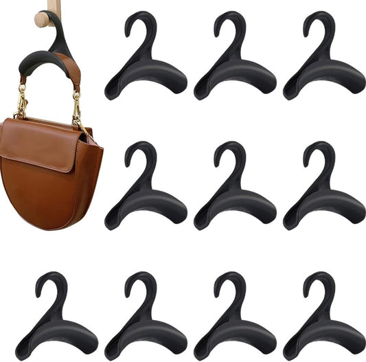 10 pieces - Bag hanger - Bag Hooks - handbag hanger hooks - bag hangers - handbag hangers - clothes hanger - closet bag hangers - for handbags, clothes racks, wallets, wardrobe, handbags, scarves and ties - 10*10*3cm - black