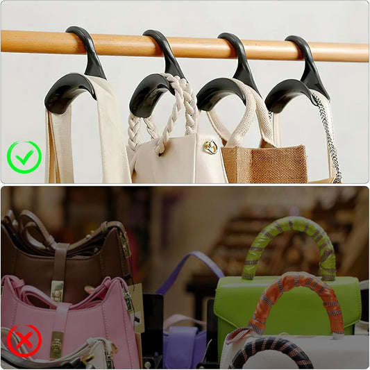10 pieces - Bag hanger - Bag Hooks - handbag hanger hooks - bag hangers - handbag hangers - clothes hanger - closet bag hangers - for handbags, clothes racks, wallets, wardrobe, handbags, scarves and ties - 10*10*3cm - black