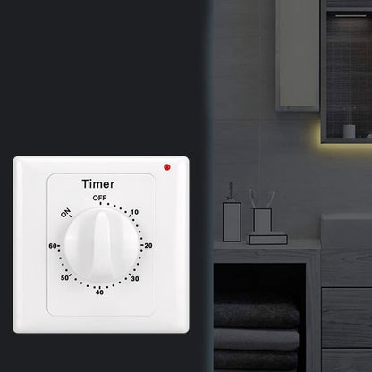 Countdown Switch - 60 minutes - Countdown timer switch - Mechanical countdown timer socket - time switch - timer light switch - with timer - timer socket - for bathroom extractor fan, garage, laundry room, storage room or spa - white