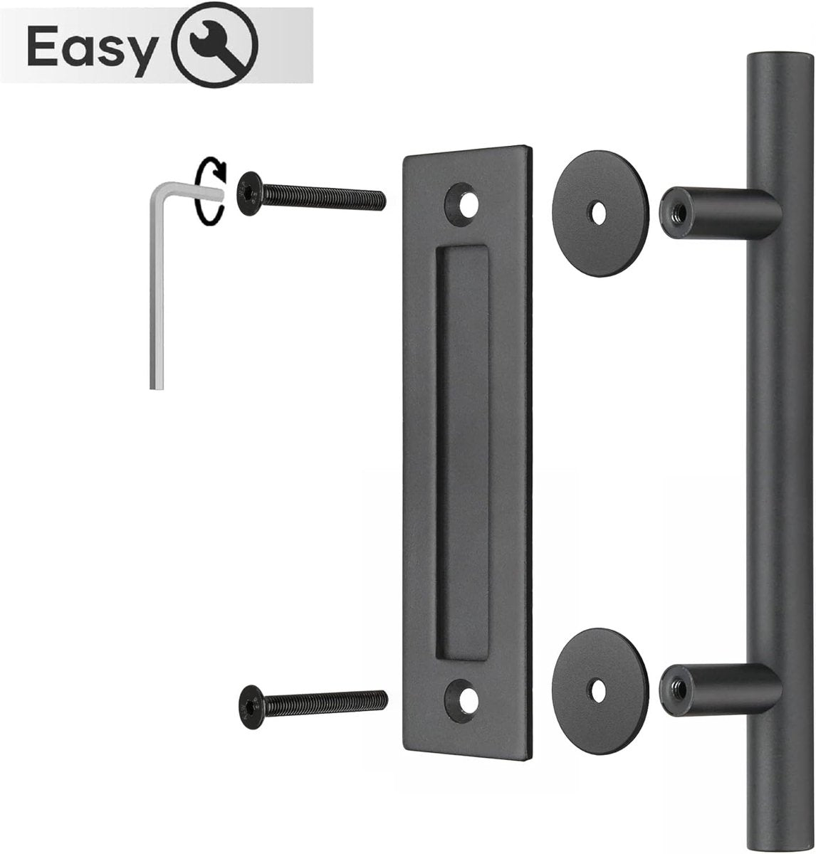 30 cm - Sliding Door Handle - Door Knob - Garage Handle - Sliding Door Knob Set - Barn Door Handles - Heavy Duty - With Screws - For Garage Door Cabinet - Black