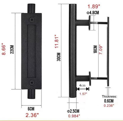 30 cm - Sliding Door Handle - Door Knob - Garage Handle - Sliding Door Knob Set - Barn Door Handles - Heavy Duty - With Screws - For Garage Door Cabinet - Black