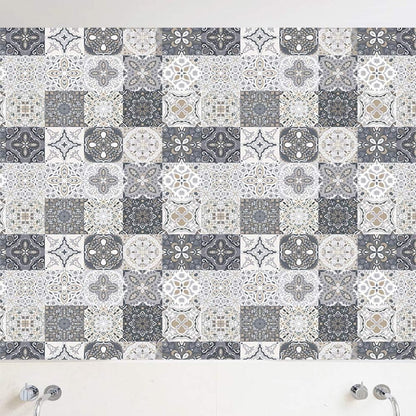 24 Pieces PVC Mosaic Tile Sticker - 10x10 cm - Adhesive Tiles - Moroccan Wall Tile - Waterproof Wallpaper - Decorative Film Furniture Film - Self-Adhesive Tiles - for Kitchen, Cabinet, Furniture, Table - Decorative Sticker Tiles - Adhesive Film Tile Stick