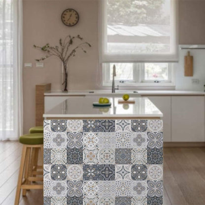 24 Pieces PVC Mosaic Tile Sticker - 10x10 cm - Adhesive Tiles - Moroccan Wall Tile - Waterproof Wallpaper - Decorative Film Furniture Film - Self-Adhesive Tiles - for Kitchen, Cabinet, Furniture, Table - Decorative Sticker Tiles - Adhesive Film Tile Stick