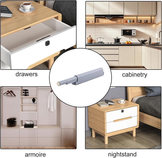 10 pieces - Door catch - Door damper - Door buffer - Door closer - Handleless - Buffer push catches - Automatic Push Door Openers - damper buffers - cabinet door damper - with accessories - for cabinet doors, kitchen cabinets, furniture and kitchen drawer