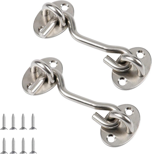 2 pieces - Wind hook - 3 inch - Wind hooks - Door hinges - Door bolt - Hinge - barn door hook - hook and eye bolt - cabin hooks and eye bolt - swivel window hook - door hooks - lock - for sliding door, bedroom, bathroom - 75*39 mm - silver