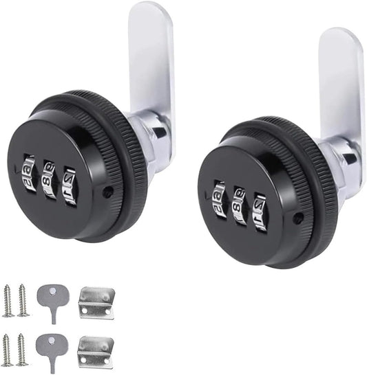 2 pieces - Combination lock - 62*38 mm - Suitable for panel thicknesses of 15-25 mm - Cabinet locks - Drawer locks - secure drawer mailbox cabinet code lock - for cabinet drawer mailbox - black