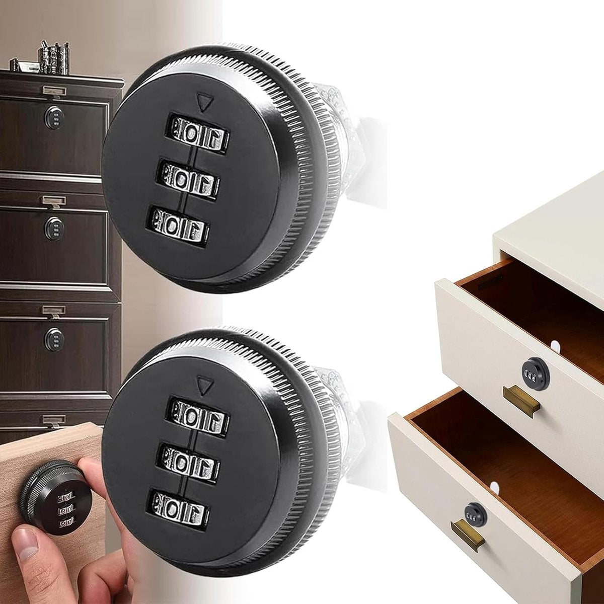 2 pieces - Combination lock - 62*38 mm - Suitable for panel thicknesses of 15-25 mm - Cabinet locks - Drawer locks - secure drawer mailbox cabinet code lock - for cabinet drawer mailbox - black