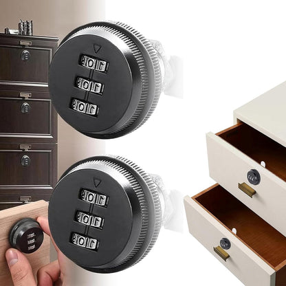 2 pieces - Combination lock - 62*38 mm - Suitable for panel thicknesses of 15-25 mm - Cabinet locks - Drawer locks - secure drawer mailbox cabinet code lock - for cabinet drawer mailbox - black