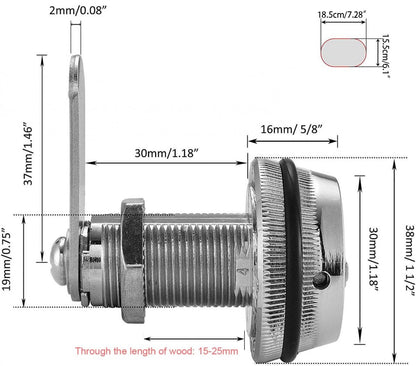 2 pieces - Combination lock - 62*38 mm - Suitable for panel thicknesses of 15-25 mm - Cabinet locks - Drawer locks - secure drawer mailbox cabinet code lock - for cabinet drawer mailbox - black