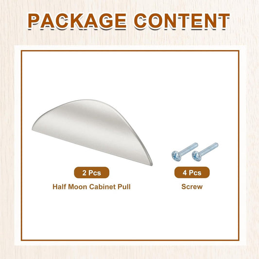 2 pieces - cabinet handles - door handle - half-moon cabinet handle - hole spacing 32 mm - drawer handles - concealed zinc alloy handles - zinc alloy cabinet handles - furniture accessories - with screws - for kitchen cabinet, chest of drawers, hardware -