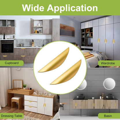 pieces - cabinet handles - door handle - half-moon cabinet handle - hole spacing 64 mm - drawer handles - concealed zinc alloy handles - zinc alloy cabinet handles - furniture accessories - with screws - for kitchen cabinet, chest of drawers, hardware - 1