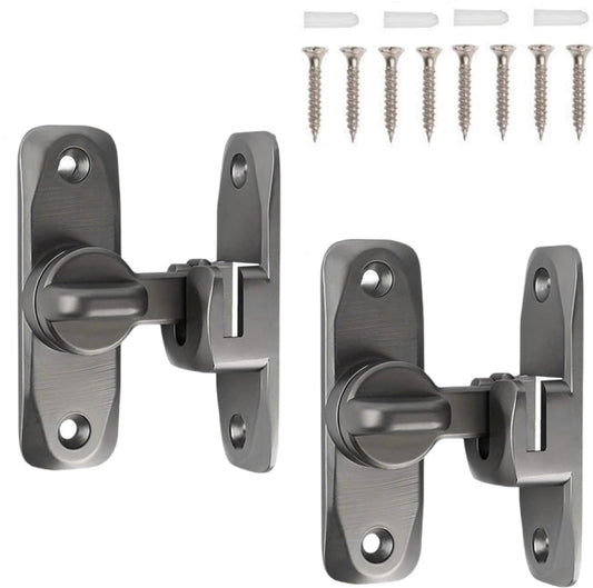 2 pieces - 90/180 degrees - sliding door lock - privacy protection - security sliding door lock - small gate locks - hardware for shed, garden, bathroom, cupboard, window - 80*25 mm - grey