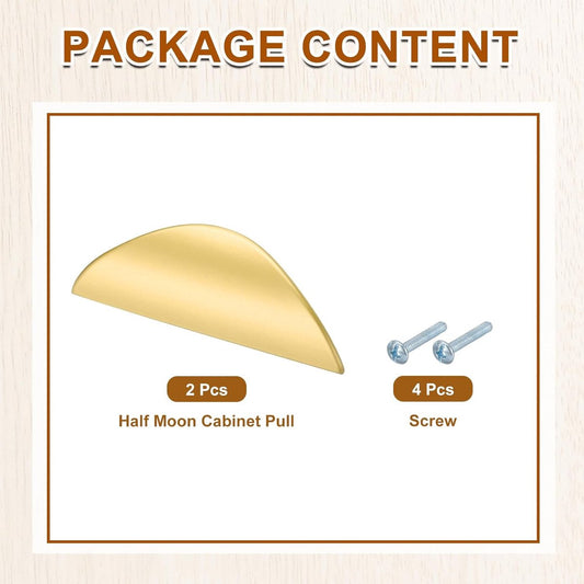 2 pieces - cabinet handles - door handle - half-moon cabinet handle - hole spacing 32 mm - drawer handles - concealed zinc alloy handles - zinc alloy cabinet handles - furniture accessories - with screws - for kitchen cabinet, chest of drawers, hardware -