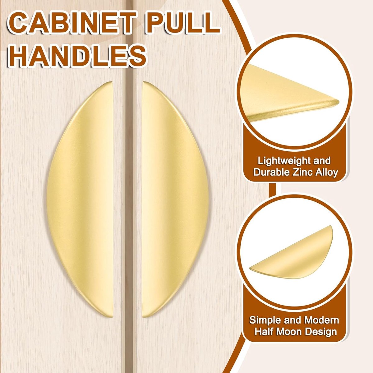2 pieces - cabinet handles - door handle - half-moon cabinet handle - hole spacing 32 mm - drawer handles - concealed zinc alloy handles - zinc alloy cabinet handles - furniture accessories - with screws - for kitchen cabinet, chest of drawers, hardware -