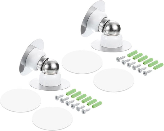 2 pieces - Door stopper - Magnetic door catch - Door buffer - Indoor door stoppers - magnetic door stopper - stainless steel - wall protector - door stopper - with tape and concealed screws - for home, office - 54*54*47 mm - white