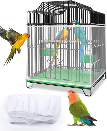 Birdcage Mesh Cover - Universal Birdcage Cover - Birdcage Splash Guard - Seed Catcher - Dust Cover for Birdcage - Birdcage Cover Skirt - Dustproof Mesh Cover - Dust Cover - Net - Birdcage Accessories - 40*150-220 cm - White
