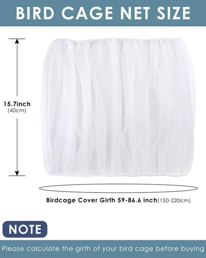 Birdcage Mesh Cover - Universal Birdcage Cover - Birdcage Splash Guard - Seed Catcher - Dust Cover for Birdcage - Birdcage Cover Skirt - Dustproof Mesh Cover - Dust Cover - Net - Birdcage Accessories - 40*150-220 cm - White