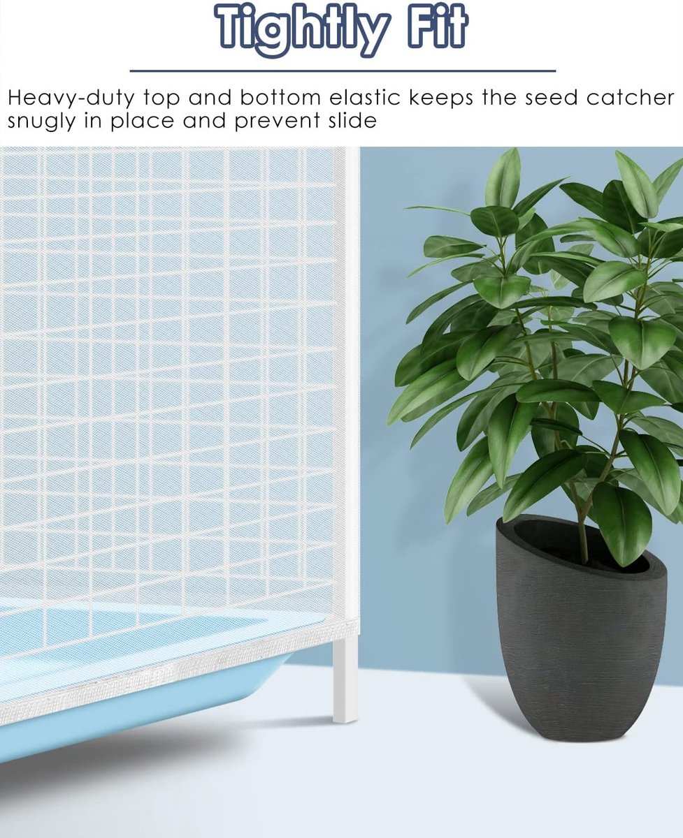 Birdcage Mesh Cover - Universal Birdcage Cover - Birdcage Splash Guard - Seed Catcher - Dust Cover for Birdcage - Birdcage Cover Skirt - Dustproof Mesh Cover - Dust Cover - Net - Birdcage Accessories - 40*150-220 cm - White