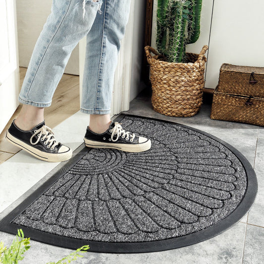 Rubber doormat - Semi-circular - Outdoor Anti-slip Washable Doormat - Rain - Outdoor - Indoor doormat - Dark gray - Drying mat - 60 * 90 cm - cleaning mat - outdoor - hall - balcony
