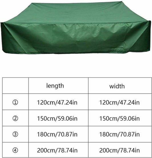 Waterproof sandpit cover - with drawstring - green - 120 x 120 x 20 cm - for sandpit, pool, patio, garden, square - Oxford cloth - waterproof, windproof, dustproof - suitable for protecting children's toys