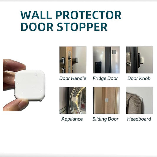 6 Pieces - Door Protectors - White - Indoor Door Stops - Wall Protector - Door Buffer - Self-Adhesive - Wall Protection - 42*42*12mm - Silicone - Door Handle Buffers