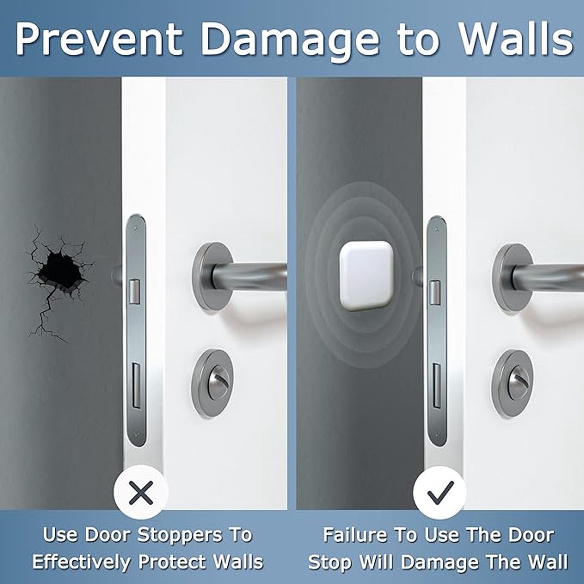 6 Pieces - Door Protectors - White - Indoor Door Stops - Wall Protector - Door Buffer - Self-Adhesive - Wall Protection - 42*42*12mm - Silicone - Door Handle Buffers