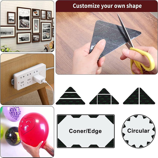 Anti-slip corners - Carpet tape - Carpet grippers - 8 pieces - Anti-slip mat, rug, carpet - Reusable pads - Self-adhesive double-sided