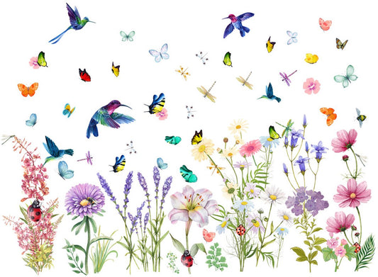 Wall sticker - Flowers/Butterfly/Bird - Reusable/Repositionable - Children's room - Boys - Girls - Home decor - Colorful Wall Sticker - for living room baby rooms bedroom toilet decoration