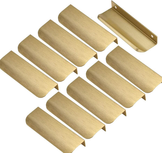 10 pieces - Handle - Furniture handle - Kitchen cabinet handles - Concealed handle - Furniture handles - Cabinet handle - Drawer handles - Door handle - Brushed gold - Arc handle - Aluminum alloy - 96mm