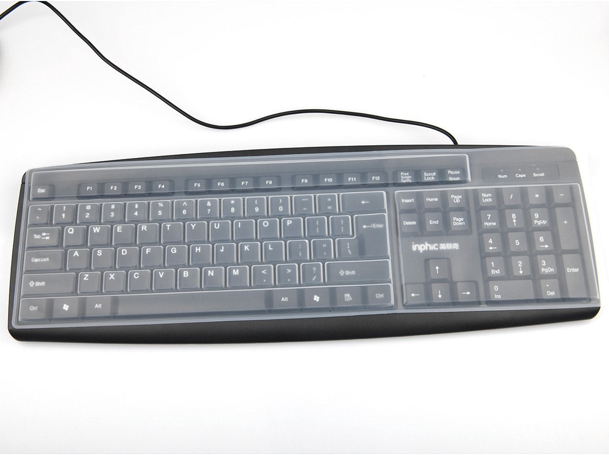 Keyboard Cover - Keyboard Protector - Silicone - Waterproof - Dust and Splashproof - Keyboard Protection - Cover - Dust Cover for Keyboard - For Keyboards - 44.5*13cm - Transparent White