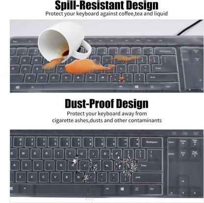 Keyboard Cover - Keyboard Protector - Silicone - Waterproof - Dust and Splashproof - Keyboard Protection - Cover - Dust Cover for Keyboard - For Keyboards - 44.5*13cm - Transparent White