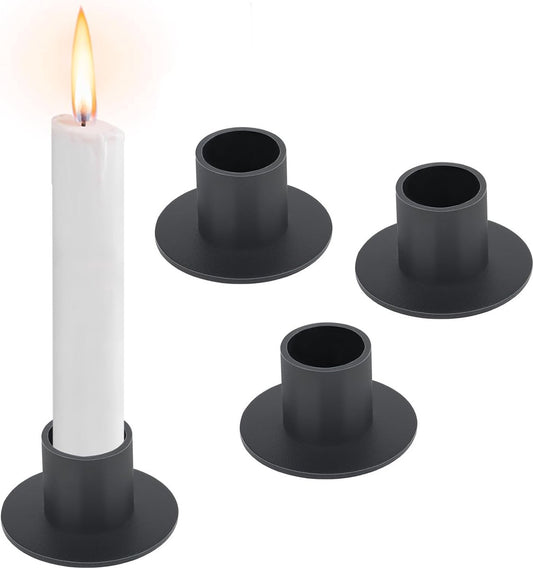 Candlesticks - 4 pieces - Φ2.5 cm - Candle holders - Candle stand - Candle coaster - Home accessories - Decorative accessories - Iron - Black - Tea light holder - Candle shelf