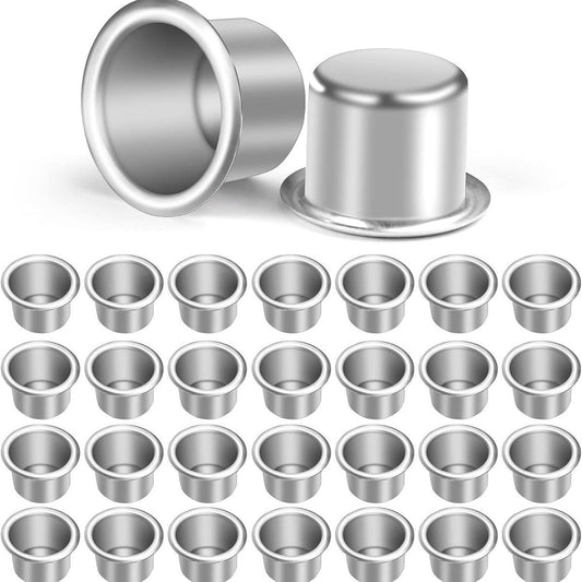 Candle holder - 30 pieces - Tea light holder - Aluminum - Metal dinner candle holders - Candle holders - Decoration - Suitable for placing candles - 27mm x 19mm - Silver