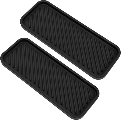 Silicone Sponge Holder - 2 Pieces - Kitchen Sponge Holders - Countertop Organizer - Sink Organizer - Kitchen Organizer - Soap Dish - Soap Rack - Non-Slip - For storing sponges, dishwashing products, plates, soap, brushes - Black